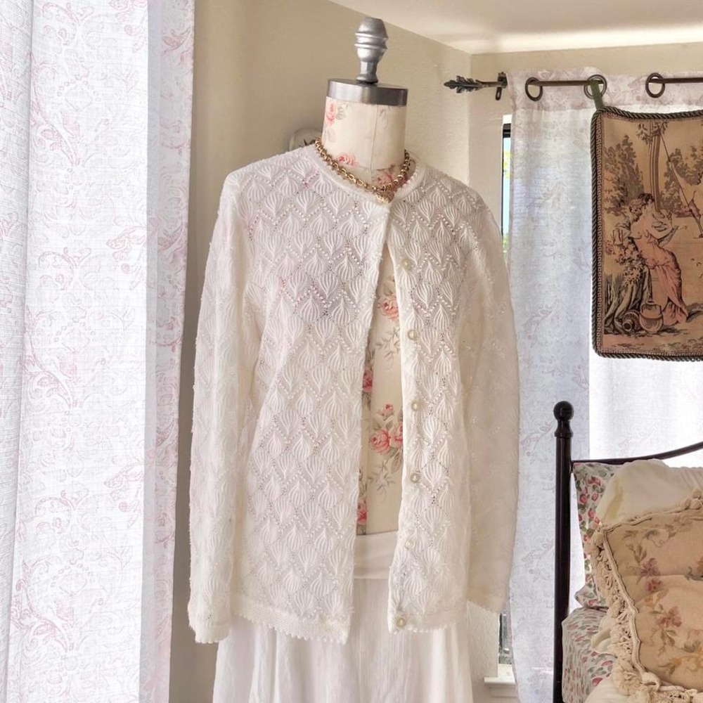 vintage white cardigan sweater